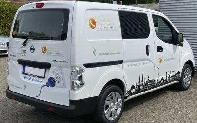 Elektrisch mit der Skyline von Oldenburg