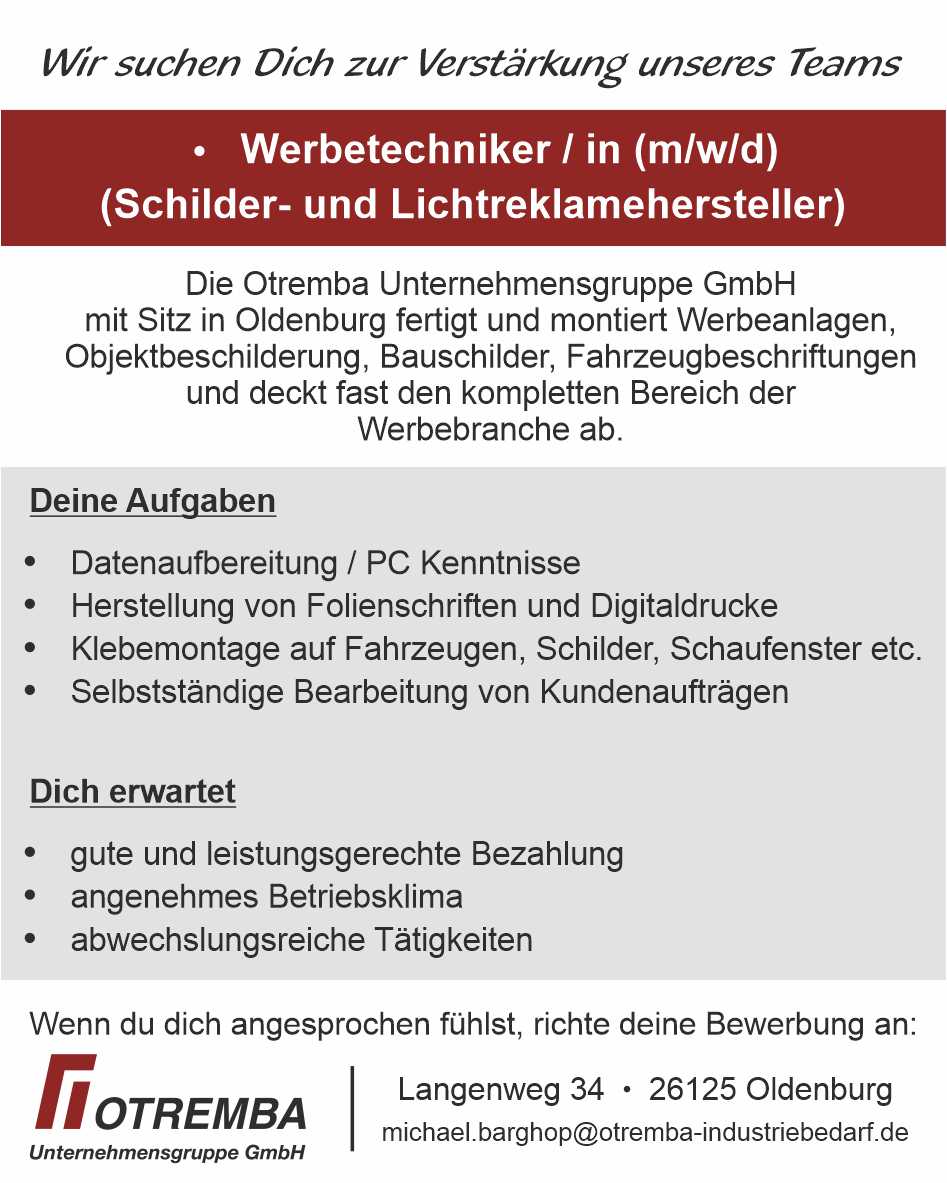 Stellenanzeige Otremba